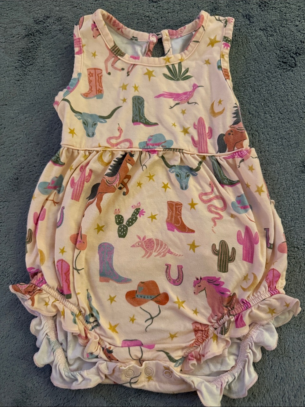 Little Sleepies Pink Western Print Bubble Romper